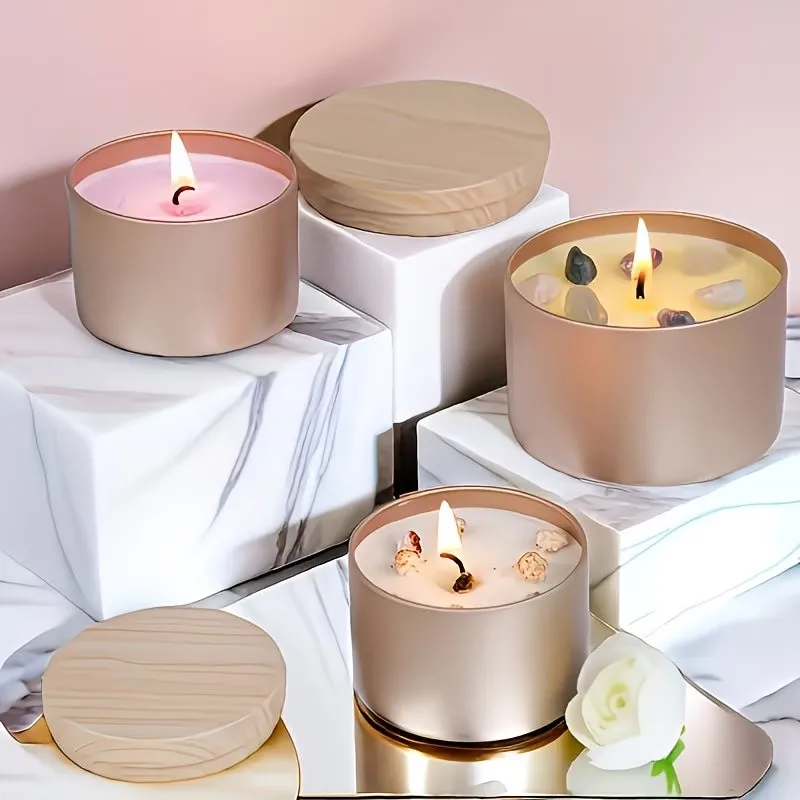 Candle Making Supplies Jars - 로즈 골든 메탈 캔들 용기 (나무