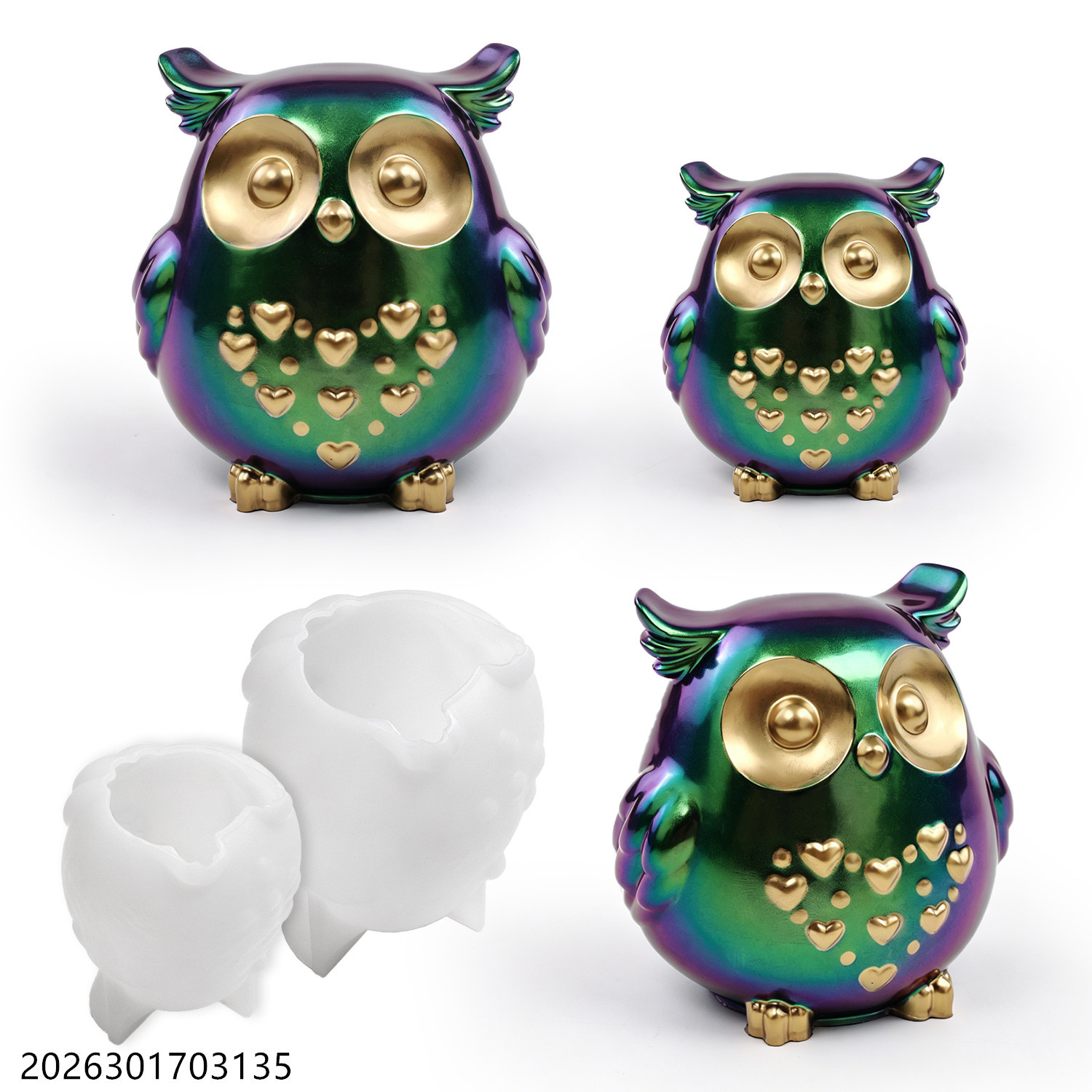 Candle Holder Supplies - 올빼미 실리콘 몰드 3D 새 모양