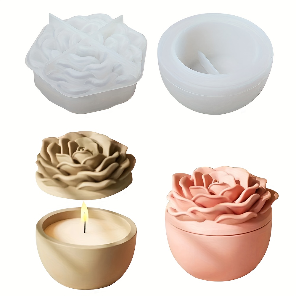 꽃무늬 레진용 실리콘 몰드, 뚜껑이 있는 실리콘 캔들  - Candle Holder Supplies 리뷰 및 가격