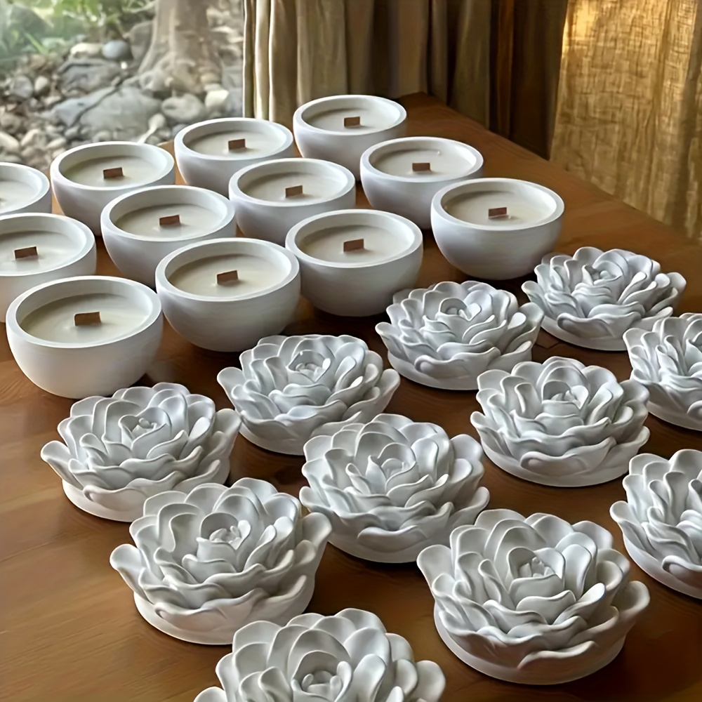 꽃무늬 레진용 실리콘 몰드, 뚜껑이 있는 실리콘 캔들  - Candle Holder Supplies 리뷰 및 가격
