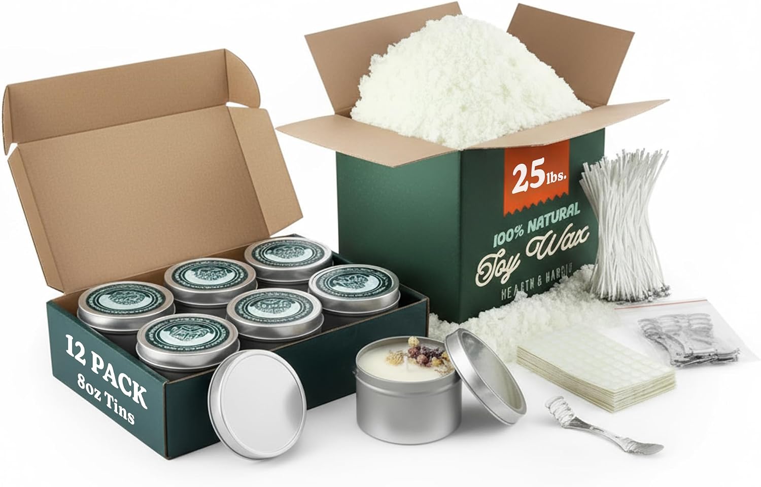 25파운드. 소이 캔들 왁스 및 재료, 8온스 뚜껑이  - Candle Making Supplies Jars 리뷰 및 가격