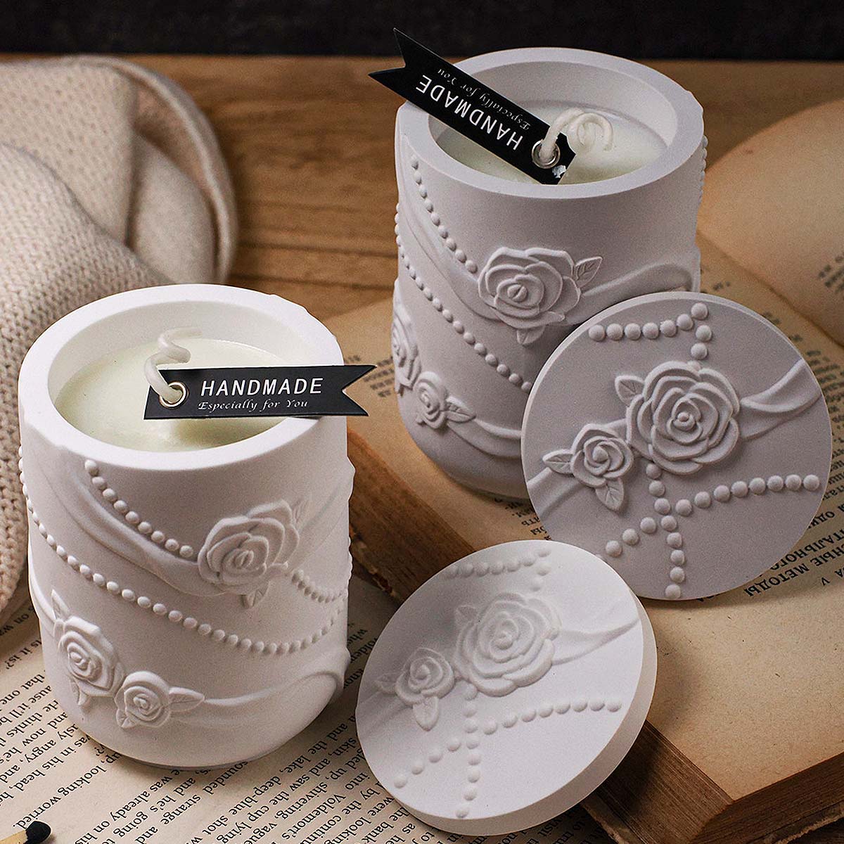 콘크리트 꽃 모양 캔들 용기 실리콘 몰드 진주 리본 장 - Candle Making Supplies Jars 리뷰 및 가격