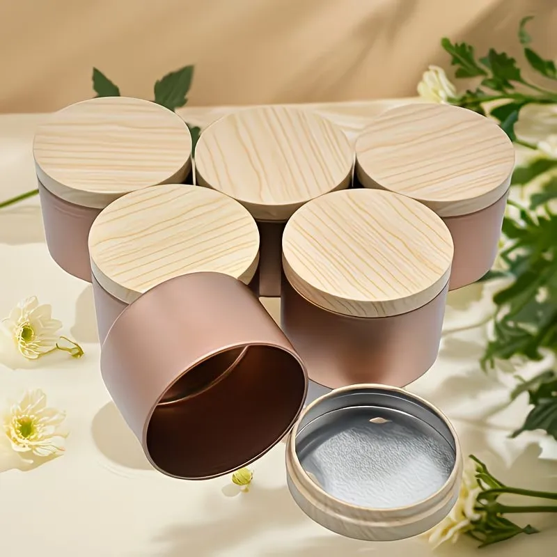 로즈 골든 메탈 캔들 용기 (나무 무늬 뚜껑 포함) - - Candle Making Supplies Jars 리뷰 및 가격