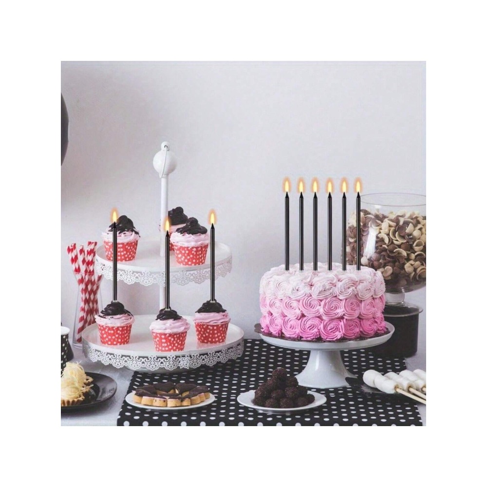 24 조각 금속 촛불 긴 녹색 촛불 생일 촛불 홀더 케 - Candle Holder Supplies 리뷰 및 가격