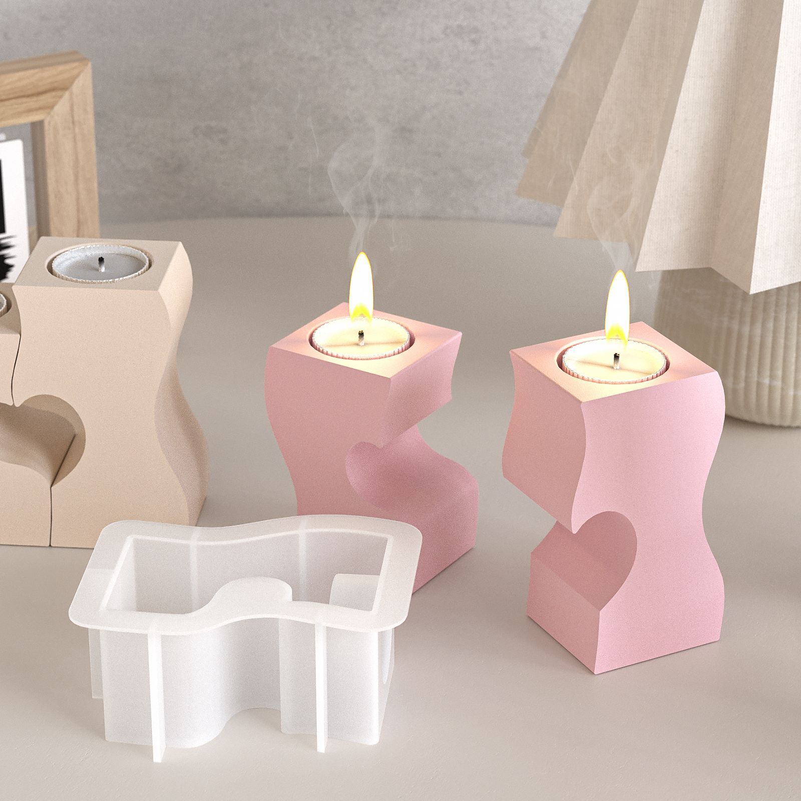 S 하트 촛대 실리콘 몰드 DIY 캔들 홀더 석고 석고 - Candle Holder Supplies 리뷰 및 가격