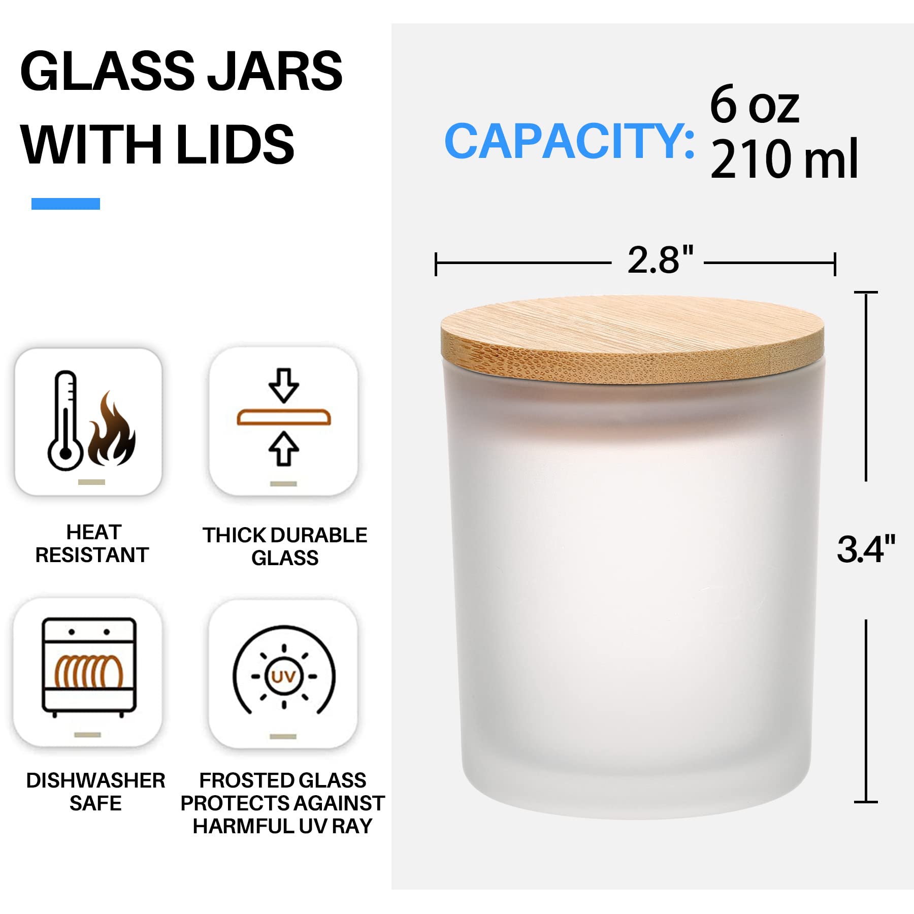 대나무 뚜껑이 달린 반투명 호박색 유리 캔들 항아리,  - Candle Making Supplies Jars 리뷰 및 가격